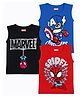 KUCHIPOO Cotton Blend Knit Pack Of 3 Marvel Featuring Sleeveless Spider Man & Captain America Printed Tees - Multi Colour