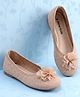 Pine Kids Slip On Ballerina with Floral Applique - Brown