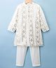 Babyhug Cotton Woven Full Sleeves Embroidered Kurta Pyjama Set - Offwhite