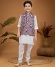 Ministitch Cotton Silk Woven Full Sleeves Solid Kurta & Pyjama With Geometric Printed  & Sequins Embellished Nehru Jacket Set - Lilac