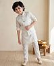 Ministitch Jaquard Woven Full Sleeves Solid Kurta & Pyjama Set With Thread Work Embroidered Jacket - White