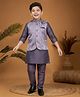 Ministitch Jaquard Woven Full Sleeves Solid Kurta & Pyjama With Thread Work Embroidered Jacket Set - Mauve