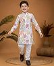 Ministitch Cotton Woven Full Sleeves Floral Printed Kurta & Pyjama Set - Off White