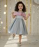 Ministitch Satin Woven Cold Shoulder Floral Applique Detailed Dress - Grey