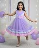 Ministitch Mesh Woven Sleeveless Floral Applique & Ruffles Detailed Dress - Lilac