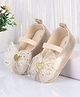 Cute Walk by Babyhug Slip On Booties With Bow Applique- Golden