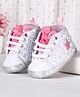 Cute Walk by Babyhug Lace Up Glitter Printed Booties With Bow Applique - Grey