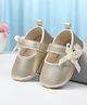 Cute Walk by Babyhug Velcro Closure Booties with Floral Applique - Golden