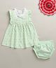 BUMZEE Cotton Knit Frill Sleeves Flower Printed Frock With Bloomer - Mint Green
