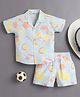 BUMZEE Cotton Woven Half Sleeves Ice Cream Printed Co-ords Shirt & Short Set - Sky Blue