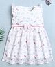 BUMZEE Woven Sleeveless Floral Printed Frock with Bow Applique - White