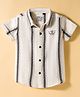 Ruff Cotton Woven Half Sleeves Striped Shirt - Cream