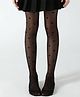 Ziory Thin Knit Heart Designed Stockings - Black