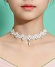 Ziory Pearl & Lace Embellished Necklace - Off White