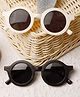 Ziory Set Of 2 Solid UV Protected Round Sunglasses - Black & Off White