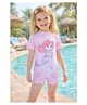 PASSION PETALS Lycra Knit Half Sleeves Mermaid Printed Swimsuit - Baby Pink