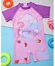 PASSION PETALS Lycra Knit Half Sleeves Mermaid & Sea Shell Printed Swimsuit - Purple