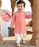 Babyhug Georgette Woven Full Sleeves Kurta Dhoti Set with Floral Embroidery & Sequin Detailing - Pink