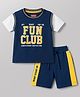 Babyhug Single Jersey Knit Half Sleeves Text Printed T-Shirt & Shorts Set - Multicolor