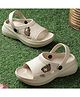 TRASE Sloth Applique Detailed Slingback Sandals - Beige