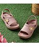 TRASE Floral Applique Detailed Slingback Sandals - Peach