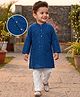 Babyhug Georgette Woven Full Sleeves Kurta Pyjama Set With Embroidery - Navy Blue