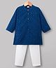 Babyhug Georgette Woven Full Sleeves Kurta Pyjama Set With Embroidery - Navy Blue