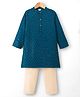 Babyhug Georgette Woven Full Sleeves Kurta Pyjama Set With Embroidery - Teal Blue