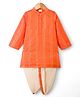 Babyhug Cotton Blend Woven Full Sleeves Foil Printed Dhoti Kurta Set - Orange