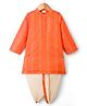 Babyhug Cotton Blend Woven Full Sleeves Foil Printed Dhoti Kurta Set - Orange