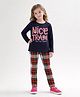 Little Marine Cotton Blend Knit Full Sleeves Nice Tram Printed Tee & Pajama Night Suit - Navy Blue & Red
