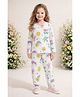 Little Marine Cotton Blend Knit Full Sleeves Sun & Floral Printed Tee & Pyjamas Night Suit - White