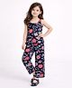 Little Marine Woven Sleeveless Floral Printed Coordinating Top & Pant Set - Navy Blue