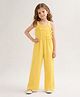 Little Marine Woven Sleeveless Bow Applique Detailed Jumpsuit - Yellow