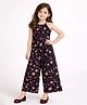 Little Marine Cotton Blend Woven Sleeveless Floral Printed Jumpsuit - Blue