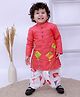 KID1 Cotton Woven Full Sleeves Kite Embroidered Dhoti Kurta Set - Red