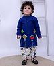 KID1 Cotton Woven Full Sleeves Kite Embroidered Dhoti Kurta Set - Blue