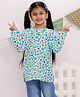 KID1 Cotton Woven Holi Theme Full Sleeves Colour Splash Printed Kurti - Blue & Multi Colour