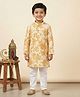Pehanaava Blended Woven Full Sleeves Floral Printed Kurta Pyjama Set - Off White