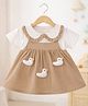 POP STREET KIDS Cotton Blend Woven Half Sleeves Duck Applique Detailed Dress - Brown