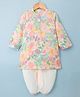 Babyhug Cambric Woven Full Sleeves Kurta Dhoti Set With Foil Floral Print - Multicolor