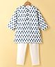 Babyhug Cambric Woven Full Sleeves Kurta Pyjama Set with Floral Print - White
