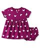 Babyhug Cotton Knit Frocks with Bloomer/Short, Butterfly Print, Round Neck Purple 18-24 Months
