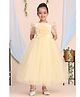 Toy Balloon Kids Satin Woven Three Fourth Sleeves Floral Applique Gown - Golden