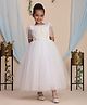 Toy Balloon Kids Satin Woven Three Fourth Sleeves Floral Applique Gown - Off White