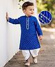 Babyhug 100% Cotton Woven Full Sleeves Cambric Leheriya Kurta & Dhoti Set - Blue