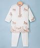 Babyhug Woven Full Sleeves Horse Embroidered Kurta & Pyjama Set - OffWhite