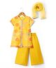 Babyhug Cotton Woven Half Sleeves Floral Printed Kurta & Palazo Set With Dupatta & Lace Detailing - Yellow