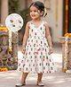 Babyhug Cambric Woven Sleeveless Tiered Ethnic Dress with Floral Print - White