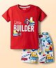 Babyhug Single Jersey Knit Half Sleeves T-Shirt & Shorts Set With Vehicles Print - Red